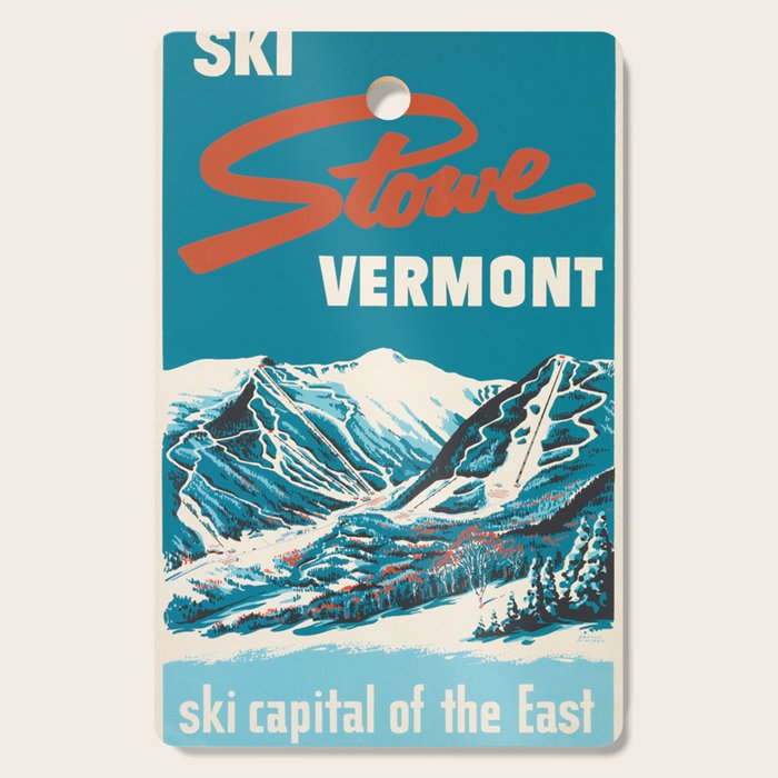 Stowe, Vermont Vintage Ski Poster Cutting Board Gallery Image 1