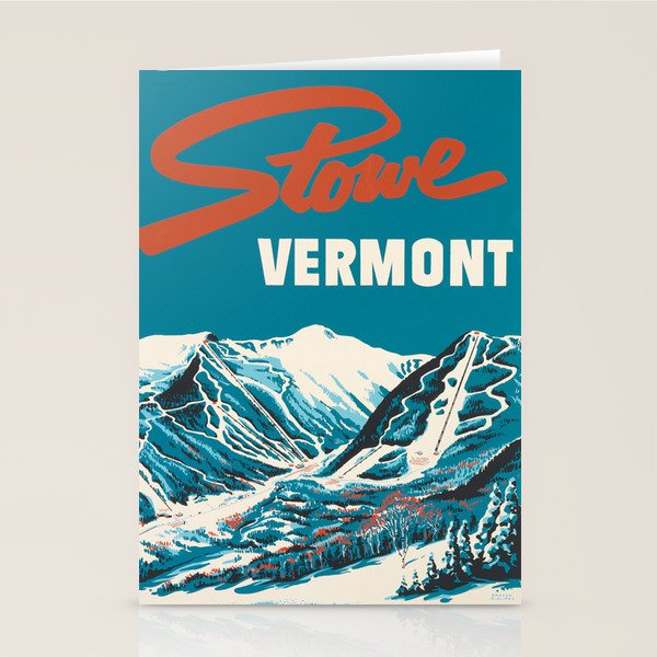 Stowe, Vermont Vintage Ski Poster Stationery Card Gallery Image 1