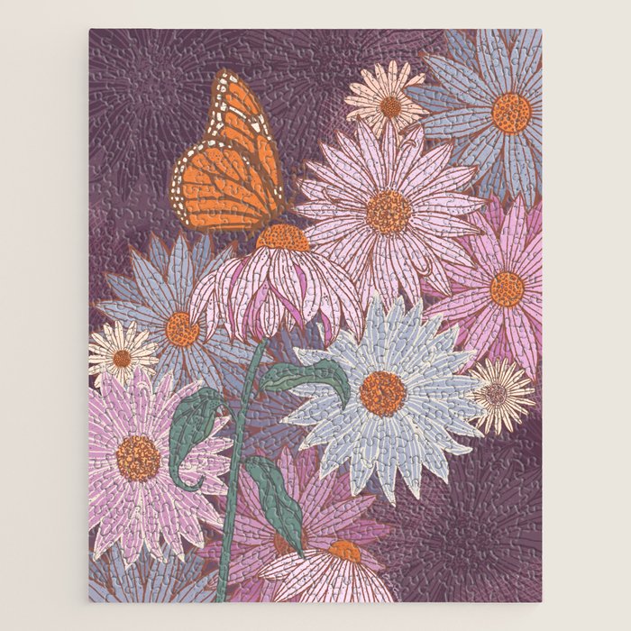 Monarch Butterfly and Wildflowers Jigsaw Puzzle Gallery Image 1