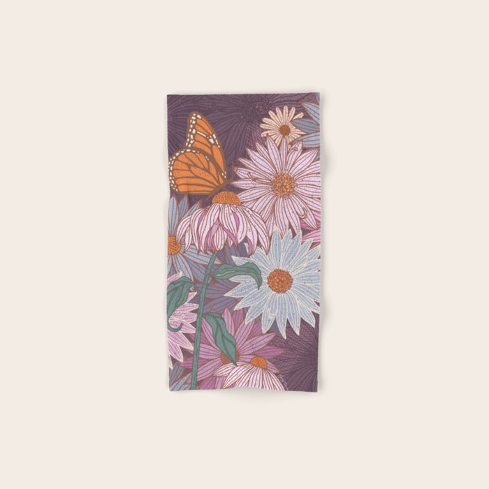 Monarch Butterfly and Wildflowers Bath Towel Gallery Image 1