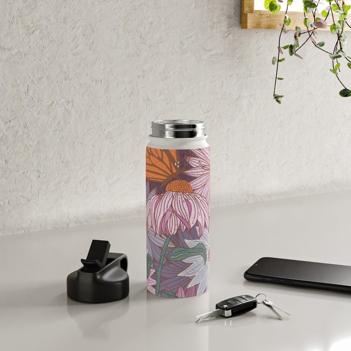 Monarch Butterfly and Wildflowers Water Bottle Gallery Image 4