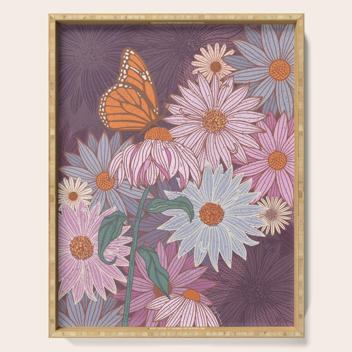 Monarch Butterfly and Wildflowers Serving Tray Gallery Image 1