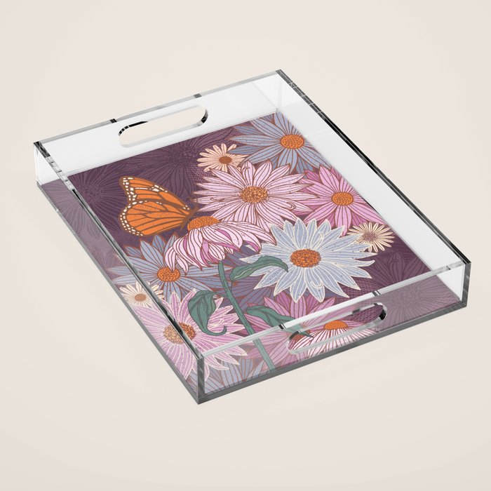 Monarch Butterfly and Wildflowers Acrylic Tray Gallery Image 1