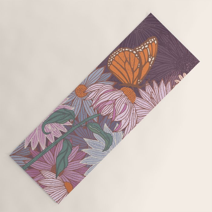 Monarch Butterfly and Wildflowers Yoga Mat Gallery Image 1