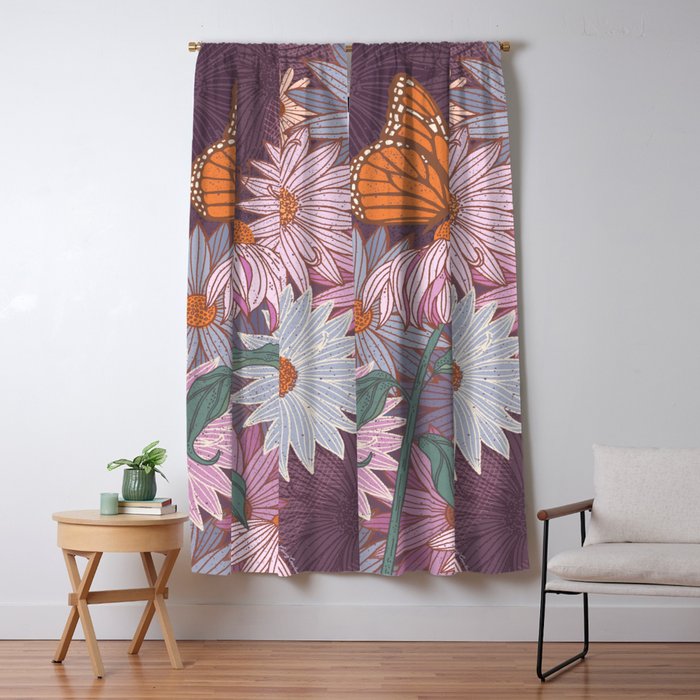 Monarch Butterfly and Wildflowers Window Curtain Gallery Image 5
