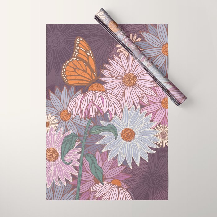 Monarch Butterfly and Wildflowers Wrapping Paper Gallery Image 1