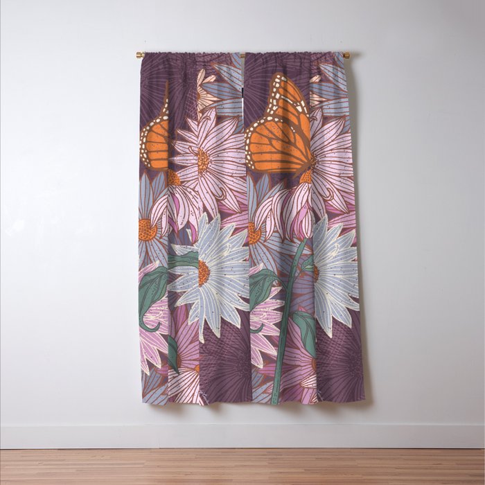 Monarch Butterfly and Wildflowers Window Curtain Gallery Image 3
