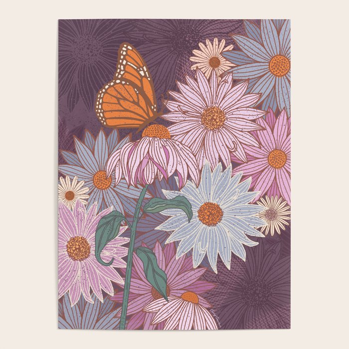 Monarch Butterfly and Wildflowers Poster Gallery Image 4