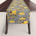 Construction Trucks on Gray Table Runner Gallery Image 1