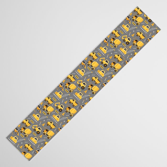 Construction Trucks on Gray Table Runner Gallery Image 3