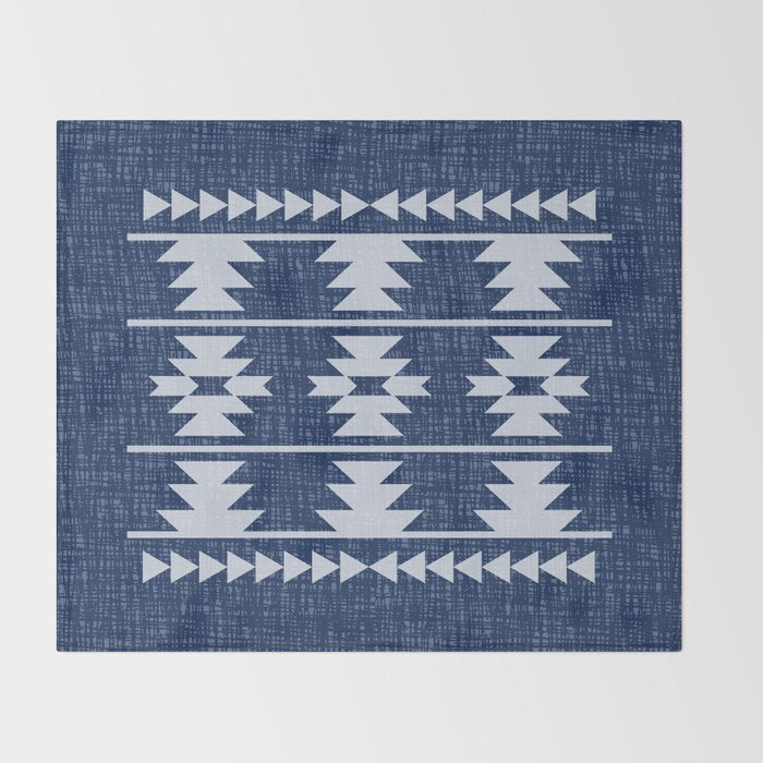 Southwestern Pattern 128 Indigo Blue Throw Blanket Gallery Image 2