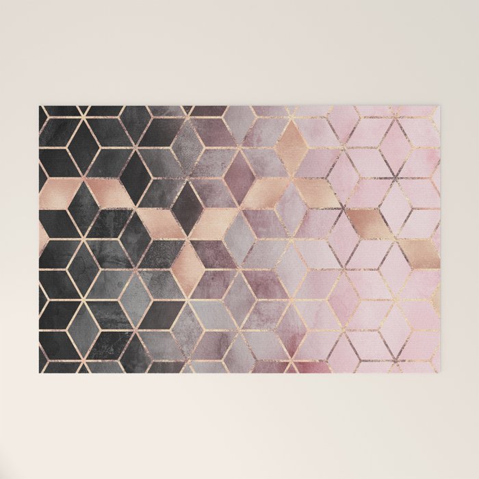 Pink And Grey Gradient Cubes Welcome Mat Gallery Image 1