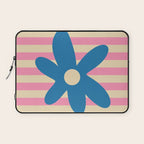Joyful Flower and Stripes Pop Floral Pink and Blue Laptop Sleeve Gallery Image 1