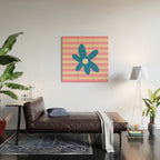 Joyful Flower and Stripes Pop Floral Pink and Blue Wood Wall Art Gallery Image 2