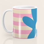 Joyful Flower and Stripes Pop Floral Pink and Blue Coffee Mug Gallery Image 3