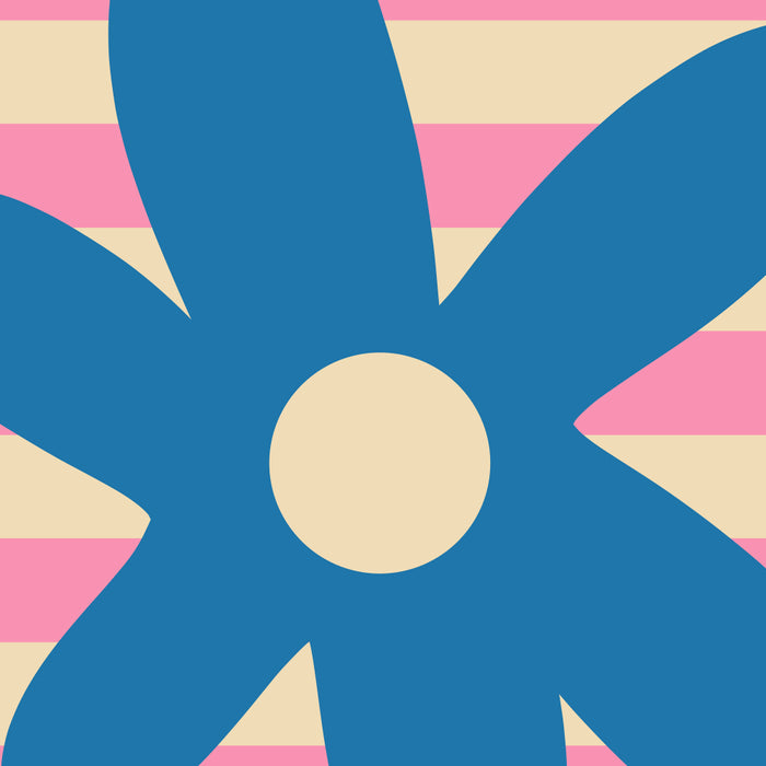 Joyful Flower and Stripes Pop Floral Pink and Blue Coffee Mug Gallery Image 2