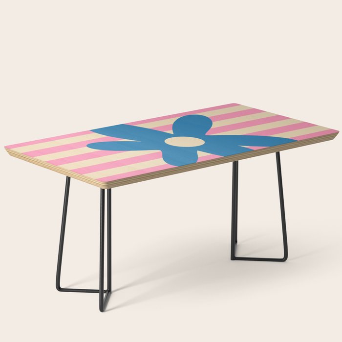 Joyful Flower and Stripes Pop Floral Pink and Blue Coffee Table Gallery Image 1