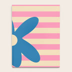 Joyful Flower and Stripes Pop Floral Pink and Blue Notebook Gallery Image 4