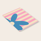 Joyful Flower and Stripes Pop Floral Pink and Blue Notebook Gallery Image 2
