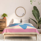 Joyful Flower and Stripes Pop Floral Pink and Blue Comforter Gallery Image 3