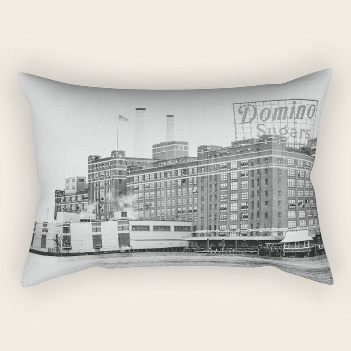 Domino Sugars Black and White Baltimore Print Rectangular Pillow Gallery Image 2
