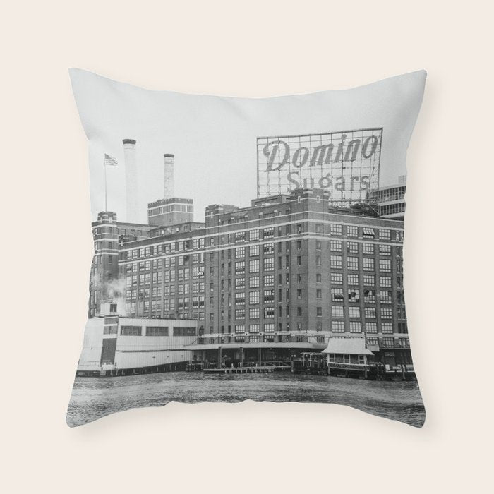 Domino Sugars Black and White Baltimore Print Throw Pillow Gallery Image 6