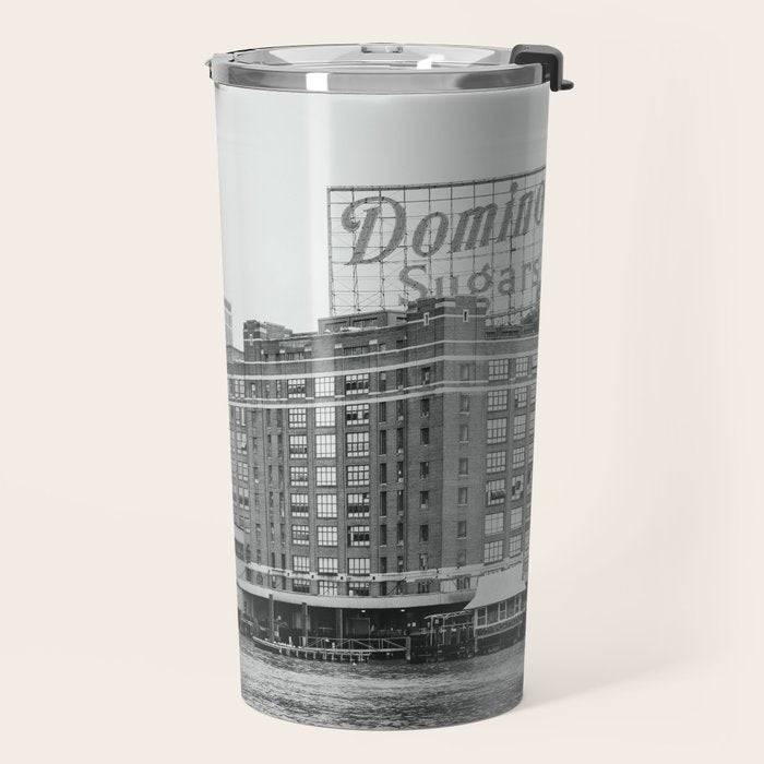 Domino Sugars Black and White Baltimore Print Travel Mug Gallery Image 2