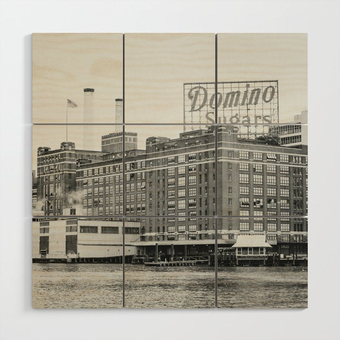 Domino Sugars Black and White Baltimore Print Wood Wall Art Gallery Image 1