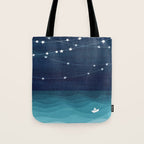 Garlands of stars, watercolor teal ocean Tote Bag Gallery Image 1