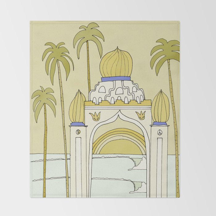 temple of peace swamis encinitas california // retro surf art by surfy birdy Throw Blanket Gallery Image 2