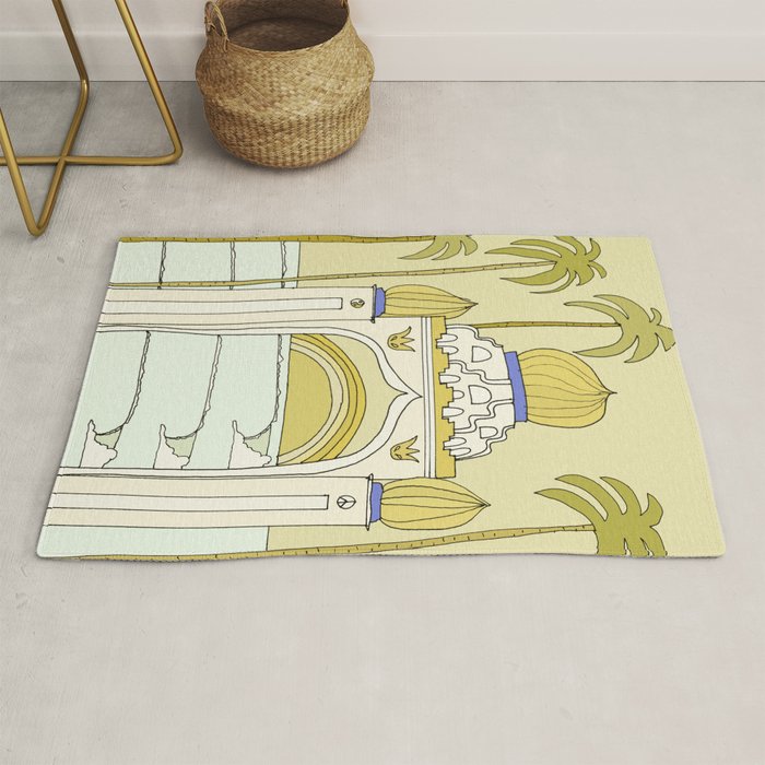 temple of peace swamis encinitas california // retro surf art by surfy birdy Rug Gallery Image 1