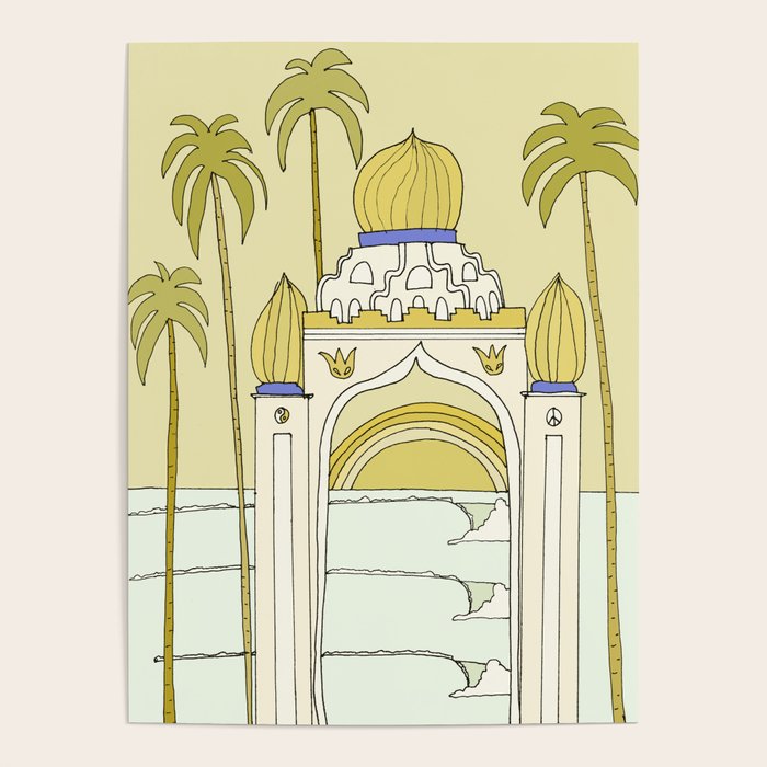 temple of peace swamis encinitas california // retro surf art by surfy birdy Poster Gallery Image 4