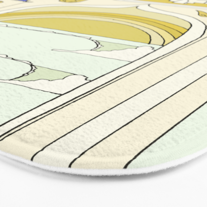temple of peace swamis encinitas california // retro surf art by surfy birdy Bath Mat Gallery Image 3