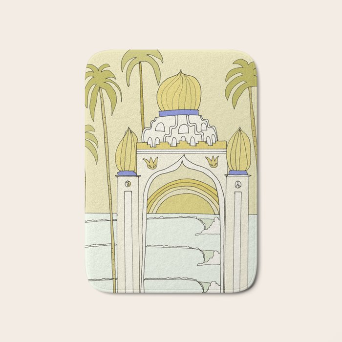temple of peace swamis encinitas california // retro surf art by surfy birdy Bath Mat Gallery Image 1