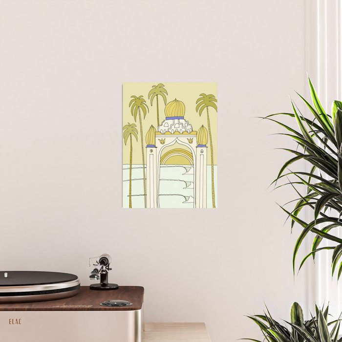 temple of peace swamis encinitas california // retro surf art by surfy birdy Poster Gallery Image 2