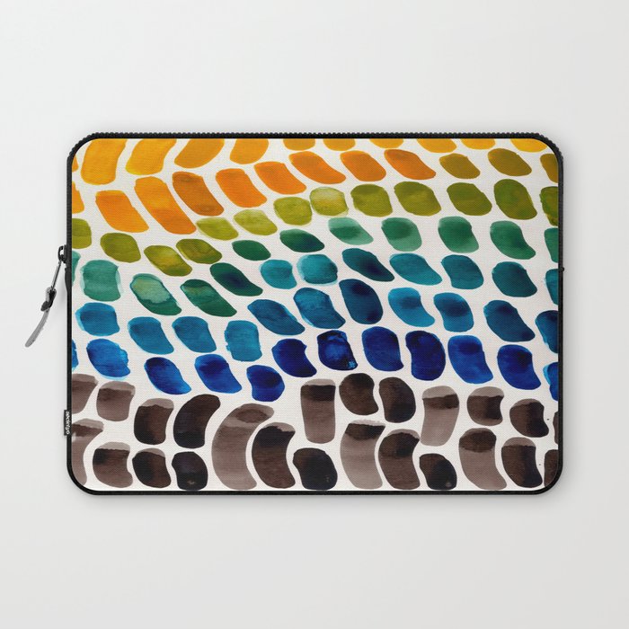 Colorful Rainbow Watercolor Organic Patterns Natural Shapes Playful Art Mid Century Modern Tribal Ar Laptop Sleeve Gallery Image 1