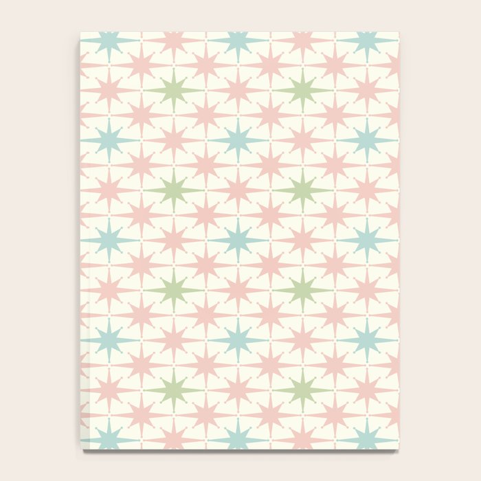 Mid Century Modern Atomic Stars Soft Pastel Retro Starburst Pattern Notebook Gallery Image 4
