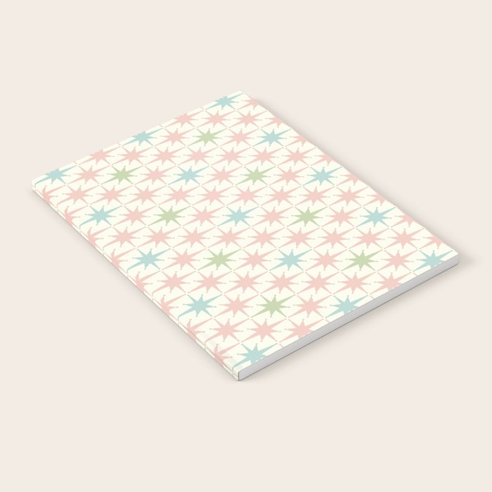 Mid Century Modern Atomic Stars Soft Pastel Retro Starburst Pattern Notebook Gallery Image 2