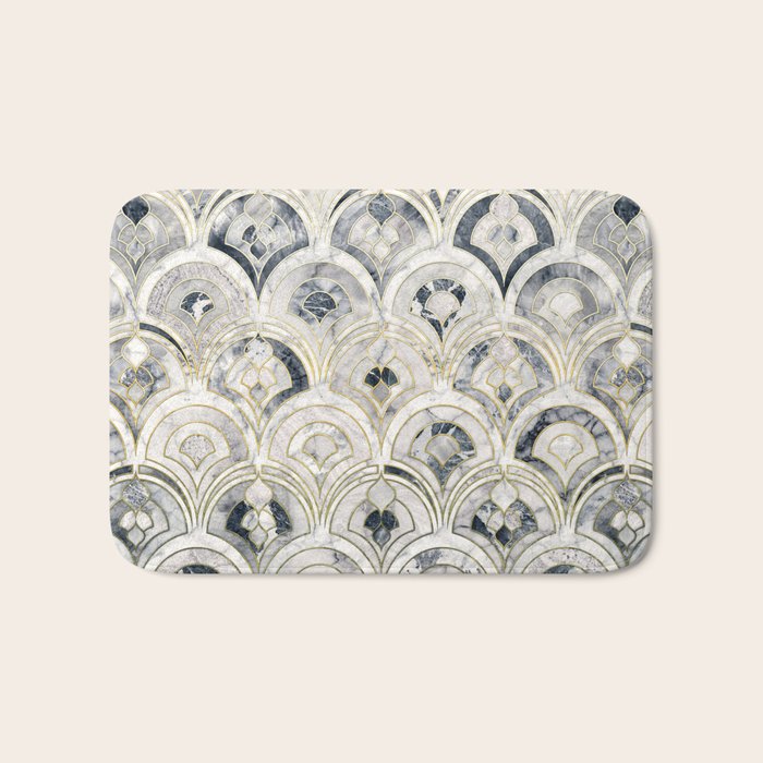 Monochrome Art Deco Marble Tiles Bath Mat Gallery Image 1