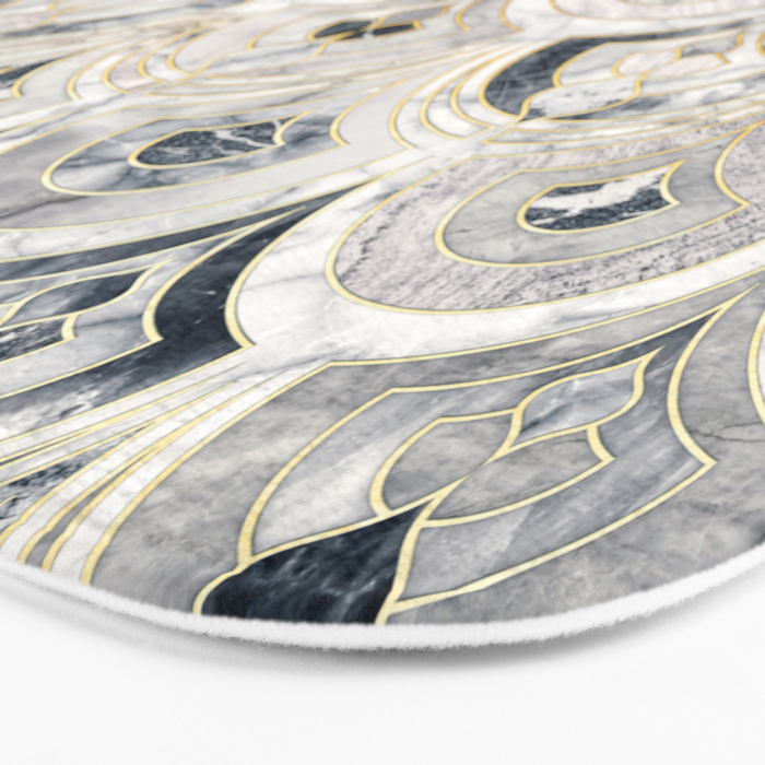 Monochrome Art Deco Marble Tiles Bath Mat Gallery Image 3