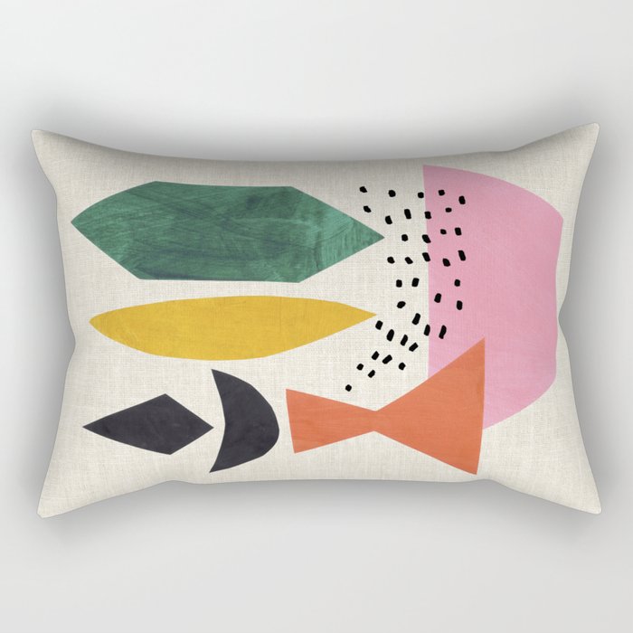 Yellow And Green Shards Rectangular Pillow Gallery Image 2