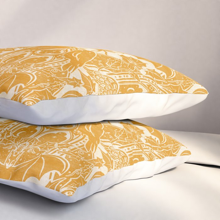 Gothic Halloween Damask - marigold and cream  Pillow Sham Gallery Image 3