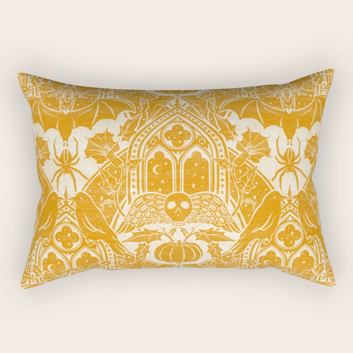 Gothic Halloween Damask - marigold and cream  Rectangular Pillow Gallery Image 2