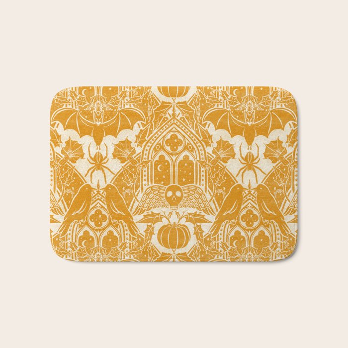 Gothic Halloween Damask - marigold and cream  Bath Mat Gallery Image 1