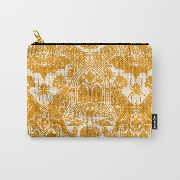 Gothic Halloween Damask - marigold and cream  Carry All Pouch Gallery Image 1