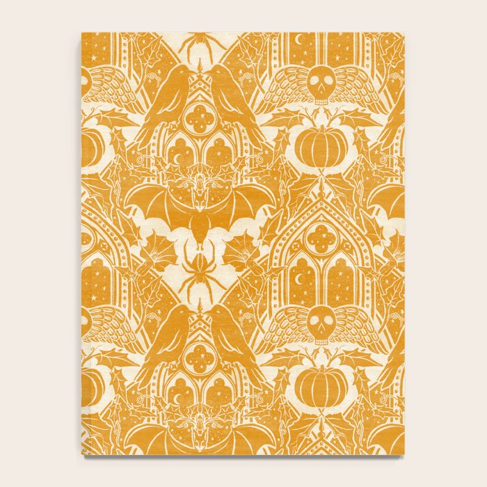 Gothic Halloween Damask - marigold and cream  Notebook Gallery Image 4
