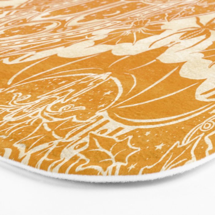 Gothic Halloween Damask - marigold and cream  Bath Mat Gallery Image 3