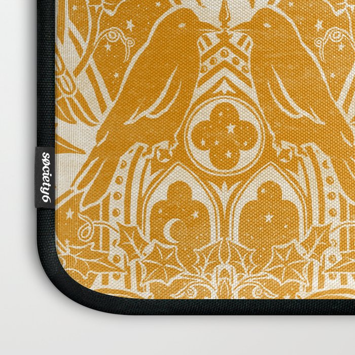 Gothic Halloween Damask - marigold and cream  Laptop Sleeve Gallery Image 3
