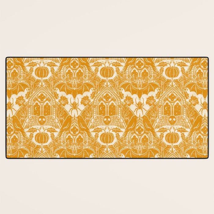 Gothic Halloween Damask - marigold and cream  Desk Mat Gallery Image 3