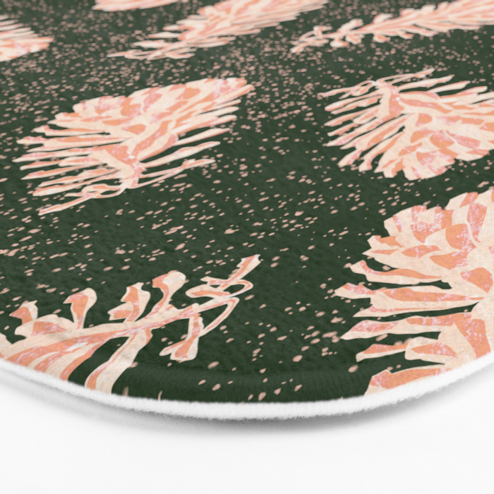 Dancing Pinecones in Forest Green & Pink Bath Mat Gallery Image 3